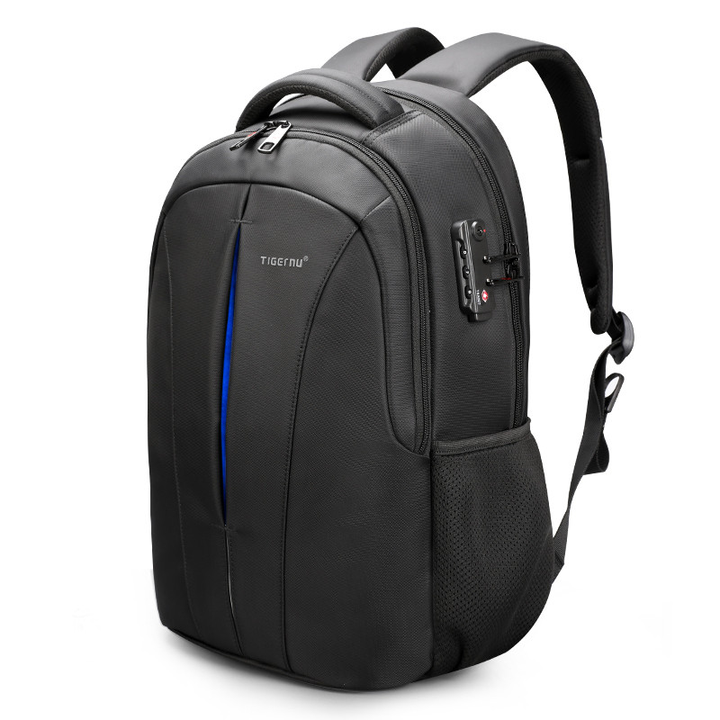 Городской рюкзак TIGERNU T-B3105А 15,6 дюймовый с USB и встроенным кодовым замком черный с синим - фото 1 - id-p103772934