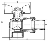 Кран шаровый "KOER" 1" ГШБ угловой с американкой (KR-228), фото 2