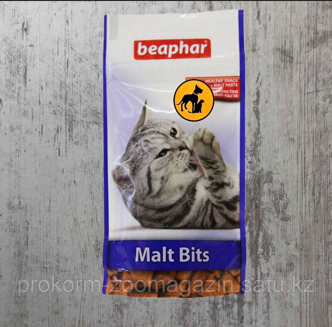Malt Bits, подушечки для кошек с мальт пастой для вывода шерсти из желудка, 35 гр - фото 1 - id-p101985422