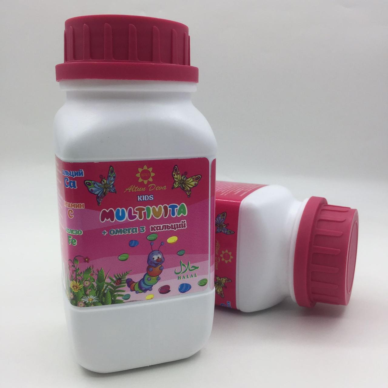 Мультивита KIDS Кальций, Омега 3 и Витамины 200шт