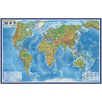 Карта "Мир" физическая Globen, 1:29млн., 1010*660мм, интерактивная, с ламинацией, европодвес