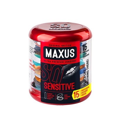 Презервативы Maxus Sensitive, ультратонкие в металлическом кейсе, 15 шт.