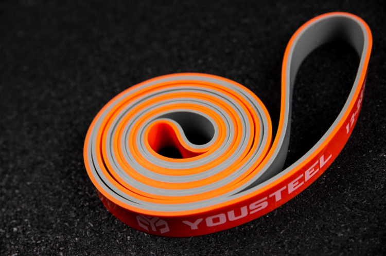 Длинные резиновые двухцветные петли с сопротивлением от 3 до 79 кг YouSteel (Серо-Оранжевый, 2080х4,5х22 мм, - фото 1 - id-p103800857