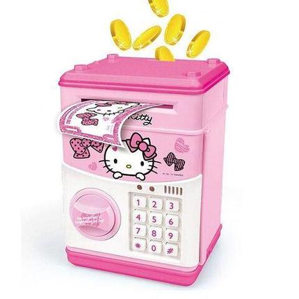 Копилка-cейф мультяшная с купюроприемником и замком с пин-кодом PIGGY BANK (Hello Kitty), фото 2