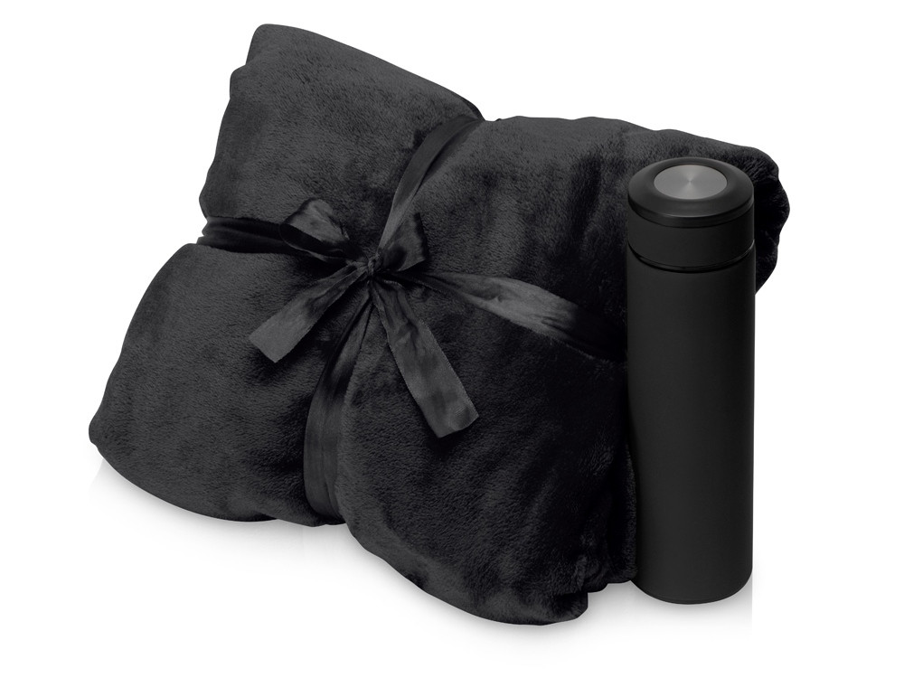 Подарочный набор с пледом, термосом Cozy hygge, черный - фото 1 - id-p103801610