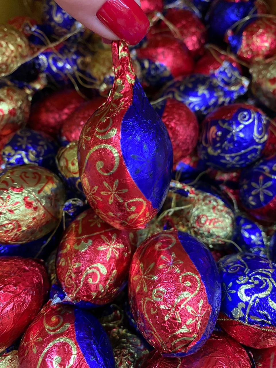 Шоколадные новогодние игрушки на Ёлку ( с узором ) 1кг