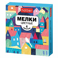 Мелки "Hatber", 6 цветов, серия "Городок", 6шт в картонной упаковке