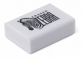 Ластик из натурального каучука "Hatber Zebra", 26х18х8мм, прямоугольный, белый