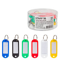 Брелоки пластиковые для ключей "Staff Basic", 58x20мм, ассорти, 12шт в упаковке