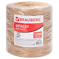 Шпагат джутовый полированный "Brauberg", длина 1200м, диаметр 1,8мм, плотность 1200 текс