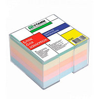 Блок бумаги для заметок "Стамм Офис", 9x9x5см, 5 цветов, непроклееный, в пластиковом прозрачном боксе