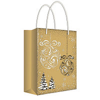 Пакет бумажный подарочный "Русский дизайн", 18x22,7x10см, крафт, серия "Новогодние шары"
