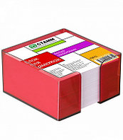 Блок бумаги для заметок "Стамм Вишня", 9x9x5см, белый, непроклеенный, в пластиковом красном боксе