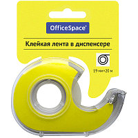 Клейкая лента "OfficeSpace", 19мм, 20м, прозрачная, пластиковый диспенсер, в блистере