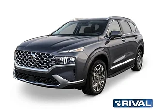 Порог-площадка "RIVAL Premium" + комплект крепежа для Hyundai Santa Fe 2021- н.в.