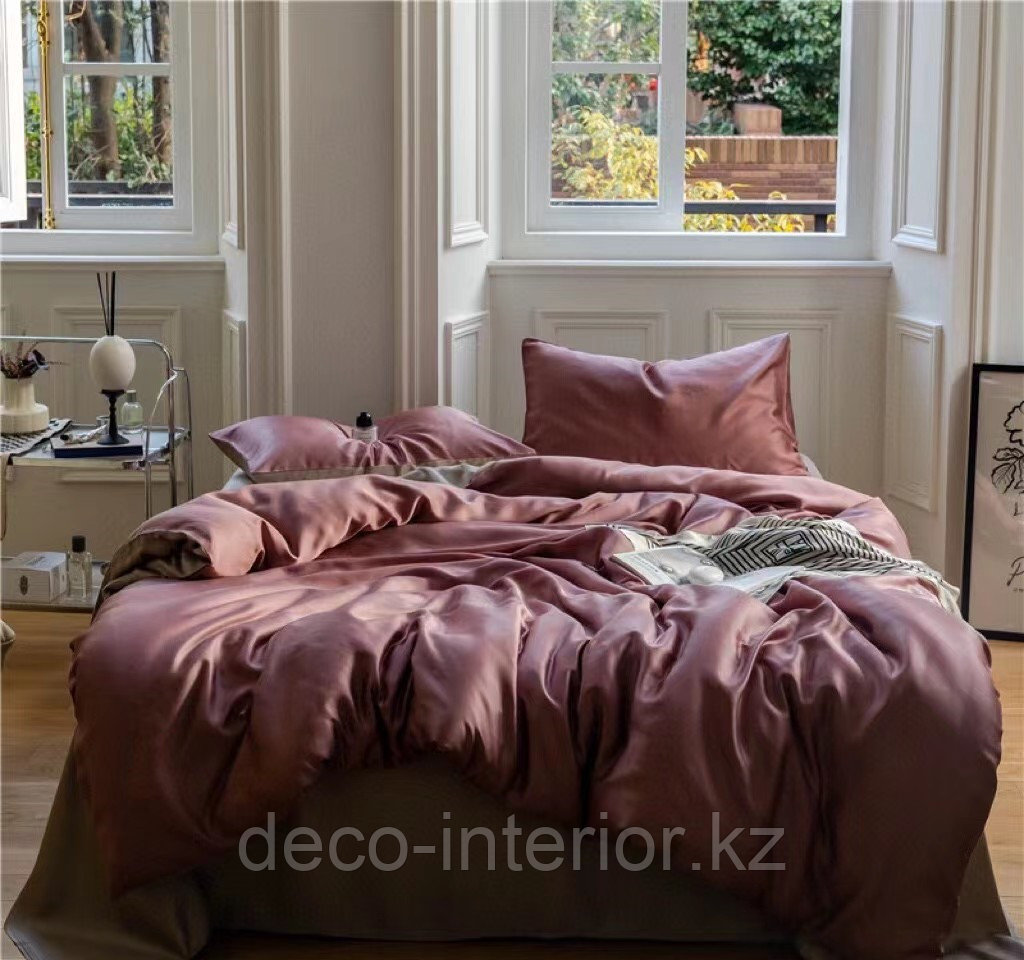 Комплект однотонного постельного белья размера king-size из тенселя - фото 2 - id-p103821934