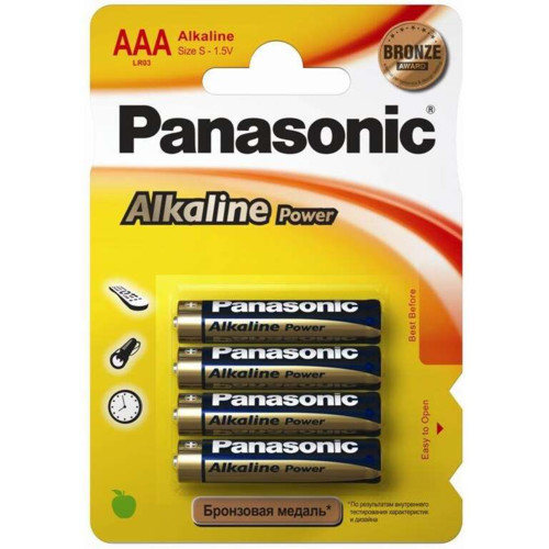 Panasonic Alkaline Power AAA/4B батарейка (LR03REB/4BPU/LR03APB/4BP) - фото 1 - id-p103833195