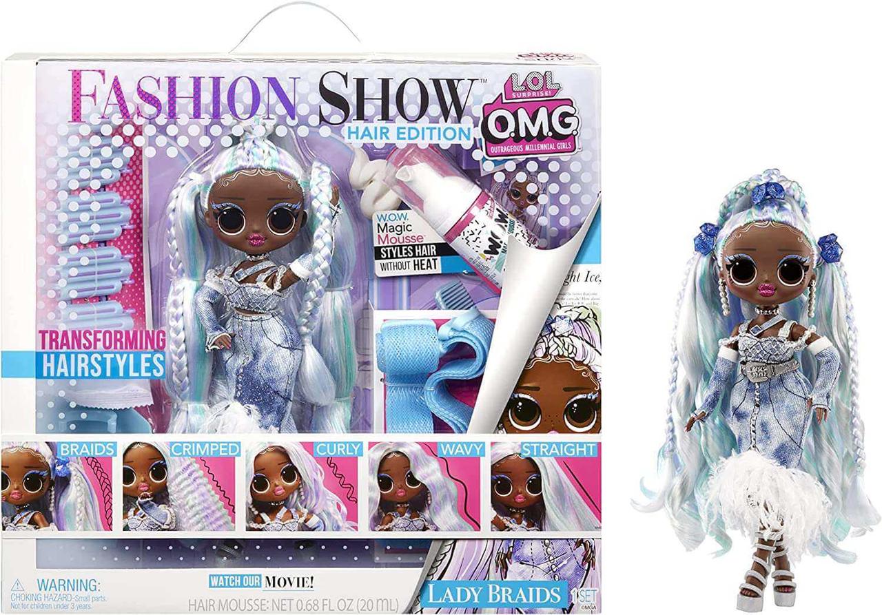 Кукла LOL Surprise OMG Fashion Show Lady Braids ЛОЛ Сюрприз Модная кукла Леди Брейдс