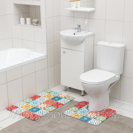 Набор ковриков для ванной и туалета SAVANNA «Мозаика», 2 шт: 50×80 см, 40×50 см, фото 2