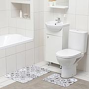 Набор ковриков для ванной и туалета Доляна «Плитка», 2 шт: 50×80, 40×50 см, цвет коричневый