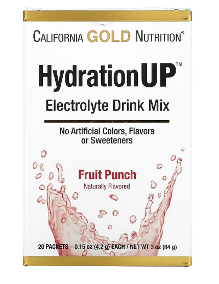 California Gold Nutrition, HydrationUP, смесь для приготовления электролитического напитка, фруктовый пунш, 20