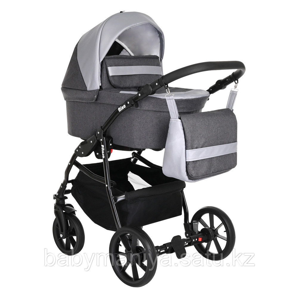 Коляска 2в1 Pituso Nino Antracyt+Кожа Metalic Grey