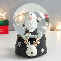 Сувенир снежный водяной шар музыка "Дед Мороз - супер звезда" 11,5х11,5х14 см