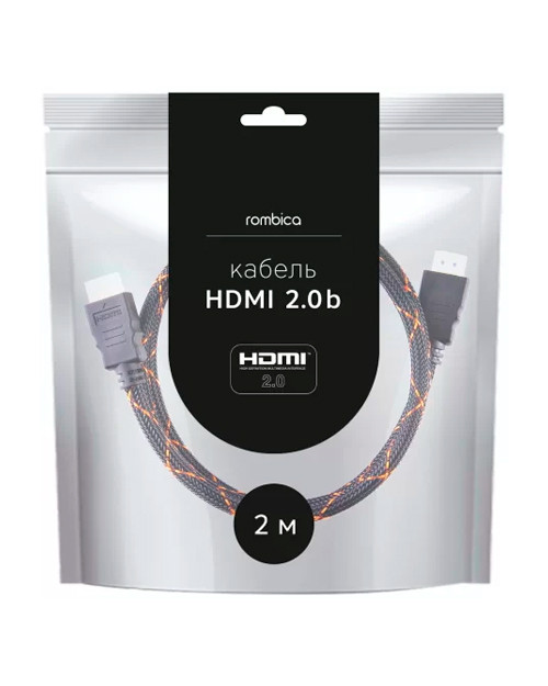 Кабель для видео Rombica ZX20B HDMI to HDMI  2.0b  2 м.  черный