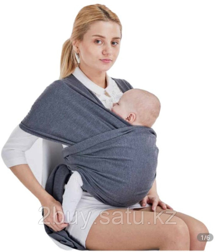 Слинг шарф переноска для новорожденного темно-серый - фото 1 - id-p103844559