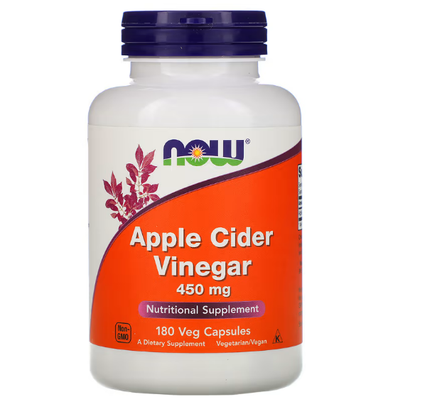 NOW Foods, яблочный уксус, 450 мг, 180 растительных капсул