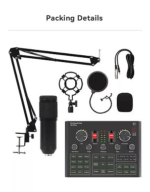 Микрофон BM800 комплект с кронштейном и микшером V9X pro , для блоггеров, ютуберов, фото 2