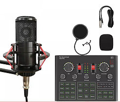 Микрофон BM800 комплект с кронштейном и микшером V9X pro , для блоггеров, ютуберов, фото 2