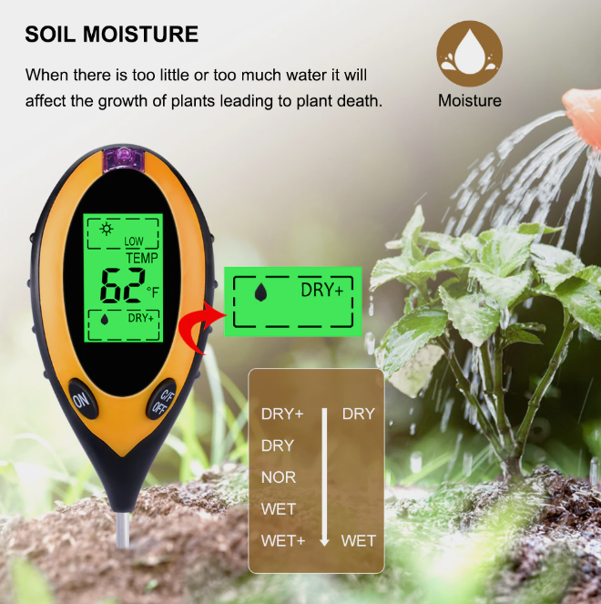 Цифровой измеритель почвы 4в1 - pH, влажности, температуры и освещенности почвы. - фото 4 - id-p103873914
