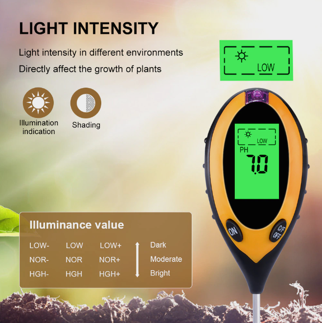 Цифровой измеритель почвы 4в1 - pH, влажности, температуры и освещенности почвы. - фото 5 - id-p103873914