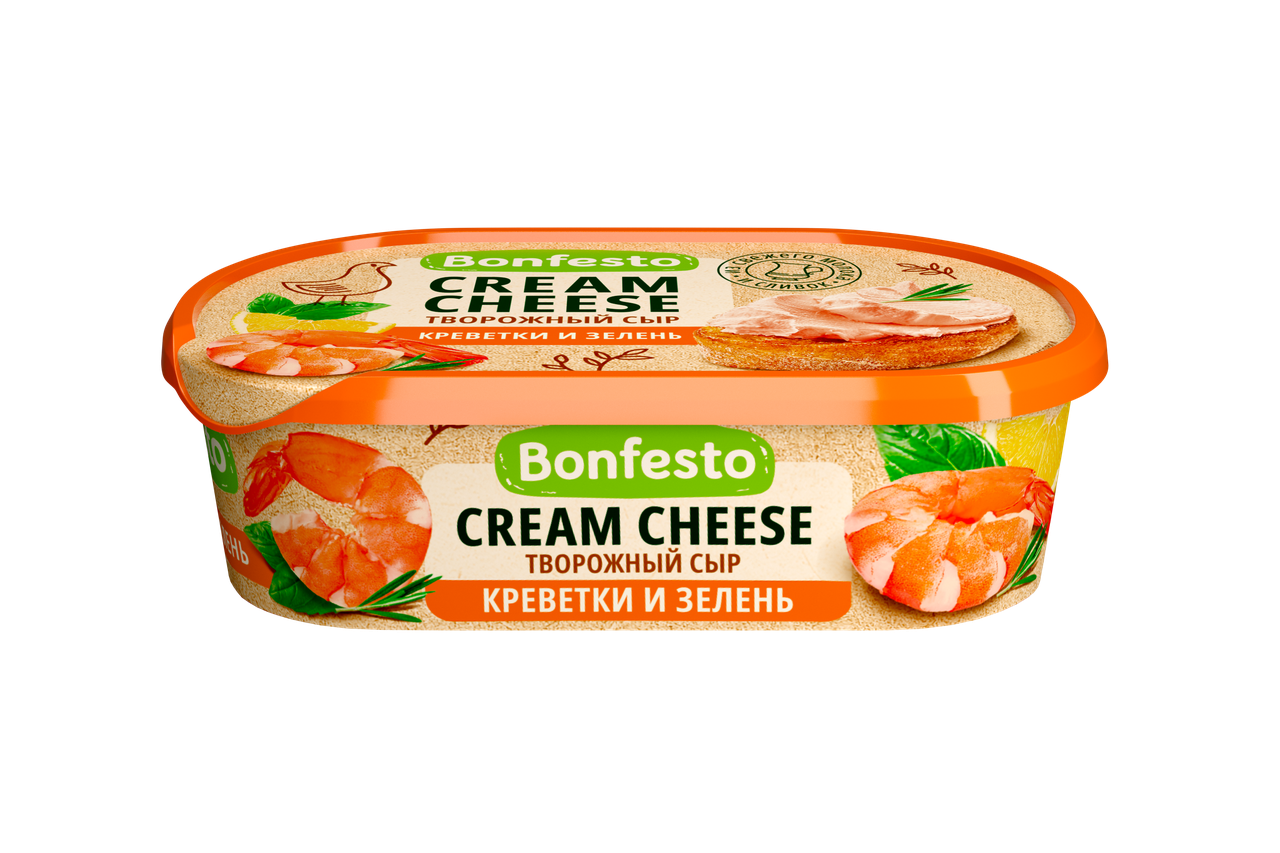 Сыр Кремчиз с наполнителем Со вкусом креветки и зеленью 65% Bonfesto 140 гр