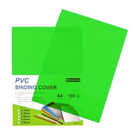 Обложка для переплета, A4, 200 микр, пластиковая, прозрачная зеленая Bindermax