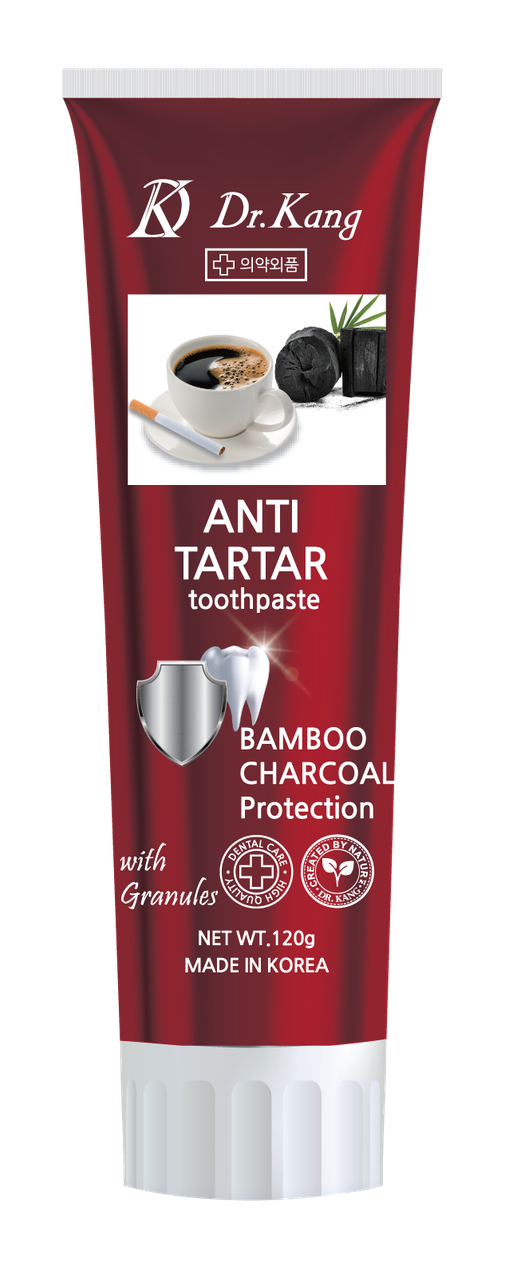 Зубная Паста с Бамбуковым Углем для борьбы с налетом и зубным камнем Dr Kang Anti Tartar Charcoal Toothpaste