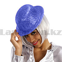 Шляпа котелок карнавальная блестящая синяя