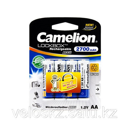 Аккумулятор AA, CAMELION, NH-AA2700LBP4, Lockbox Rechargeable, 1.2V, 2700 mAh, 4 шт. в блистере, фото 2