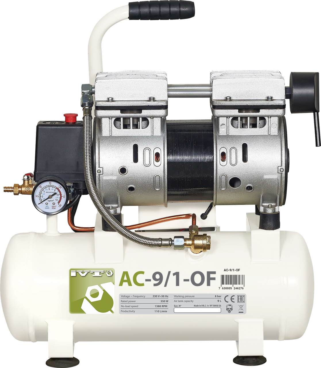 Воздушный компрессор безмасляный IVT AC-9/1-OF
