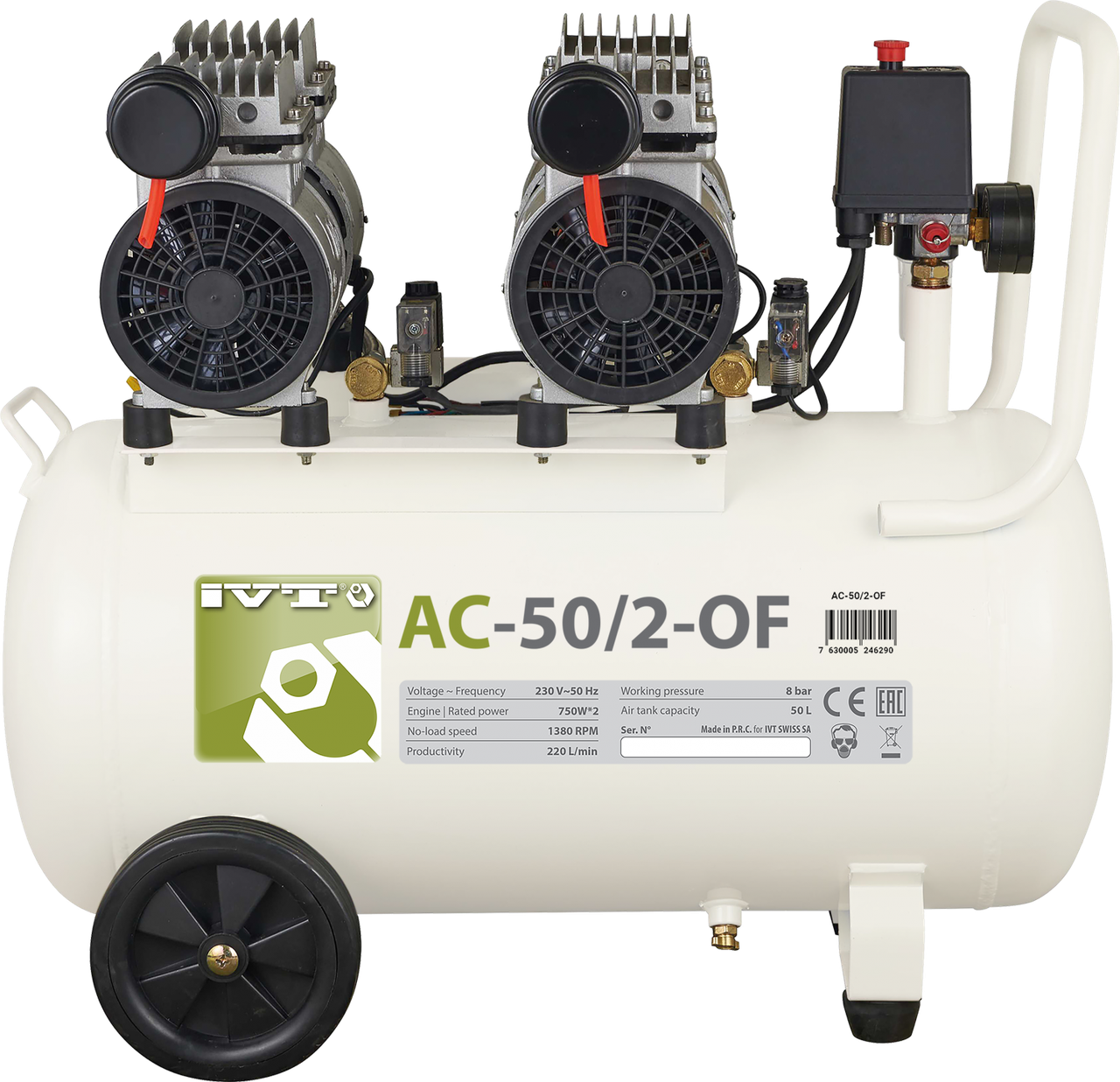 Воздушный компрессор безмасляный IVT AC-50/2-OF