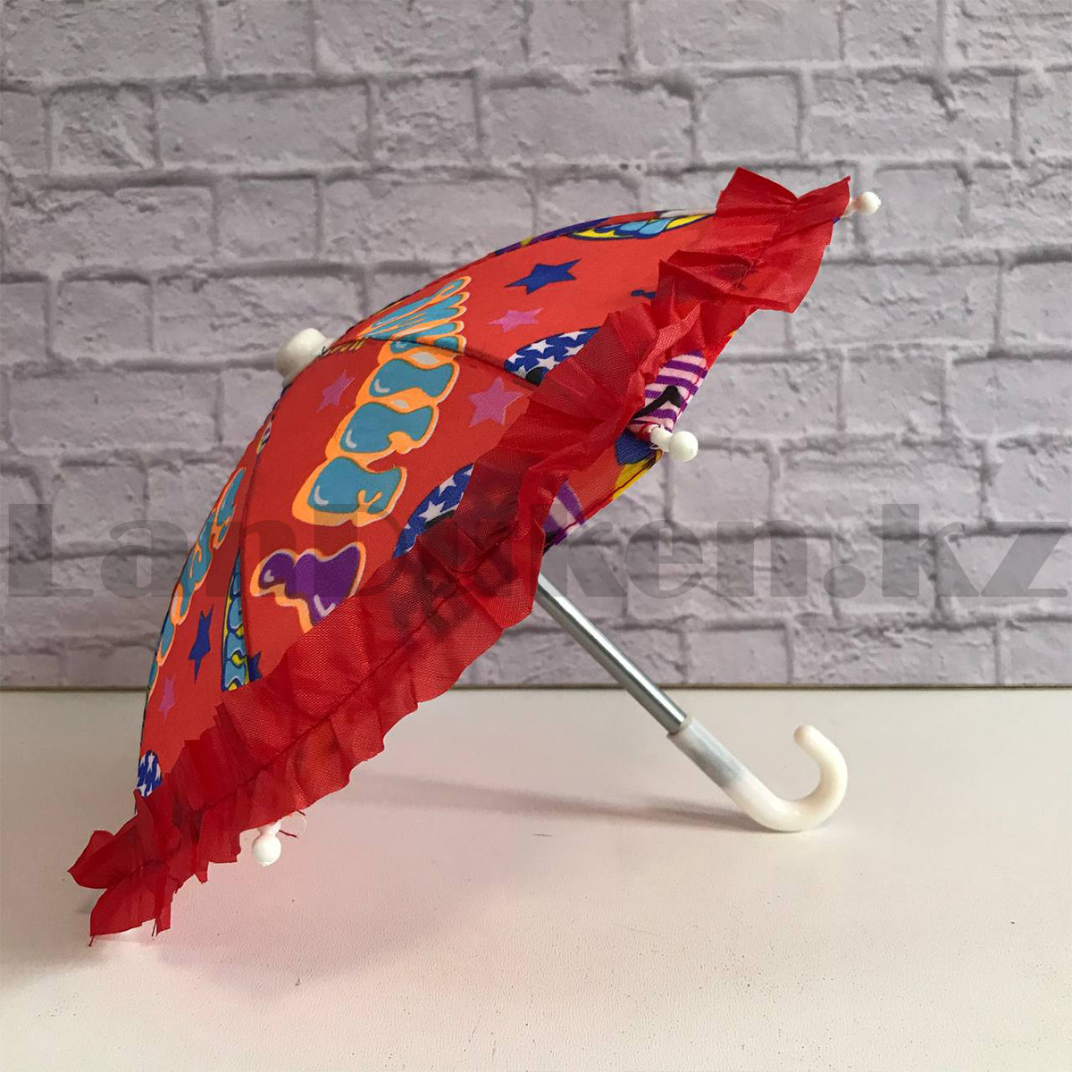 Зонтик для декора красный с узором (для праздника) - фото 3 - id-p103891556