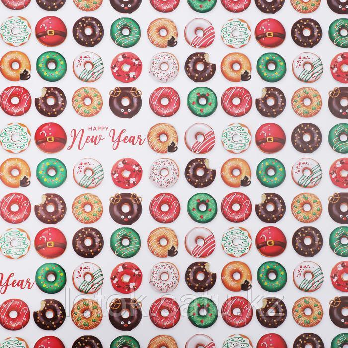 Бумага упаковочная глянцевая «Новогодние пончики», 70 х 100 см - фото 2 - id-p103892569