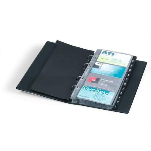 Визитница на 200 визиток VISIFIX, 145x255 мм, кольц.механизм, черная Durable - фото 2 - id-p103906088