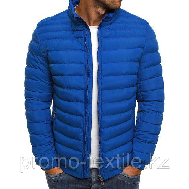Зимняя куртка однотонная синего цвета | Куртка мужская синего цвета под нанесение логотипа