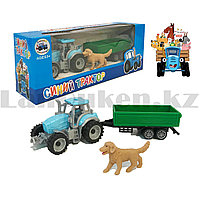 Набор игрушечный для детей Синий трактор прицеп с собакой EN 1001