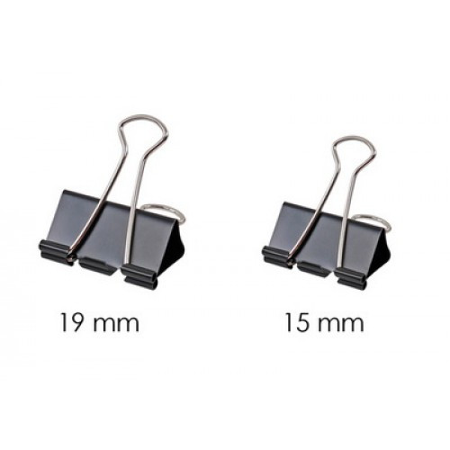 Зажим 15 мм, для бумаги, черный Foska 12шт в упаковке, фото 1
