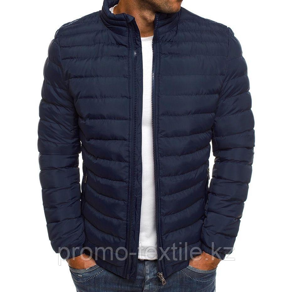 Зимняя куртка однотонная темно-синего цвета | Куртка мужская темно-синего цвета под нанесение логотипа