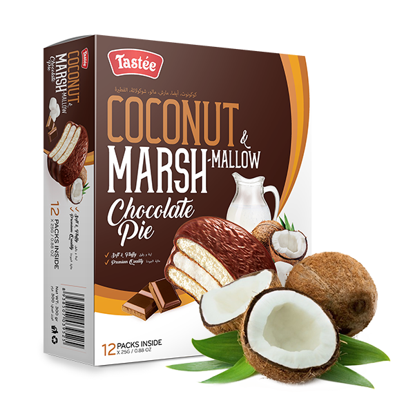 Печенье бисквитное Coconut Matcha marshmallow Chocolate Pie 300гр - фото 1 - id-p103909522