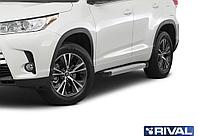 Пороги подножки Toyota Highlander 3 2014-2017 Silver